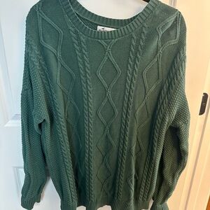 Hollister Olive Cable Knit Sweater